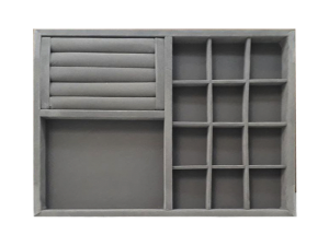 Caixa Mista Veludo 30x40x3 - Cinza - Ref 920013B